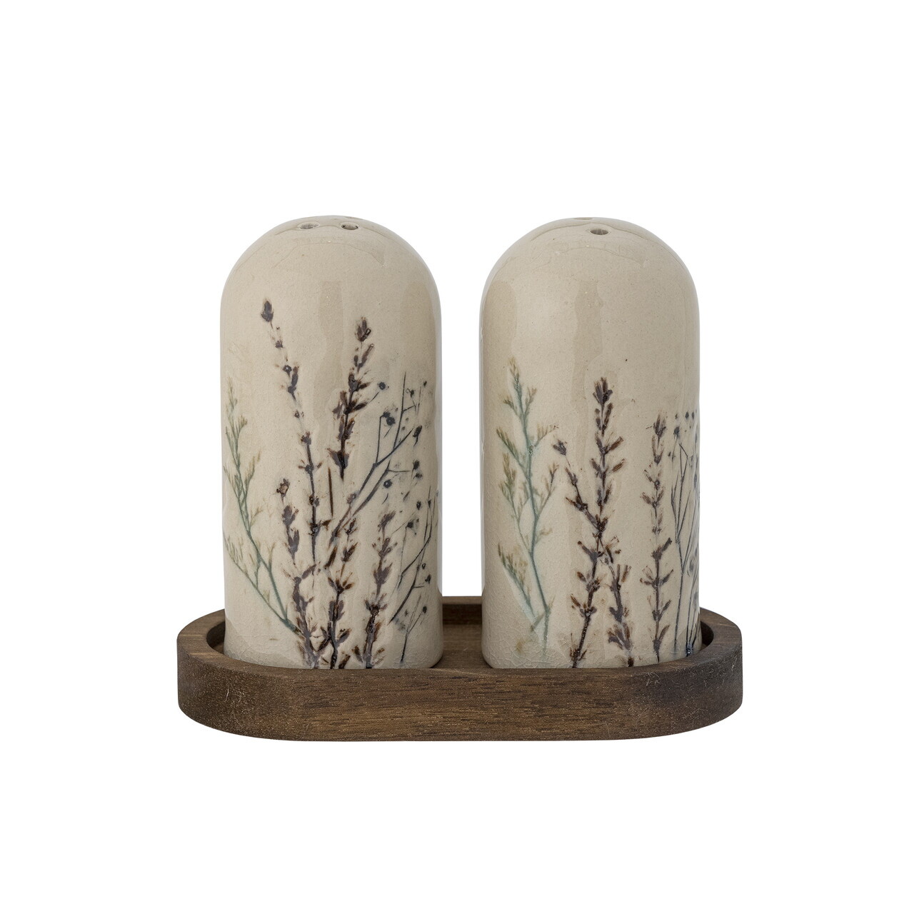 Set solnita si pipernita in suport, Bloomingville, Bea, 12.5x5.5x11 cm, 50 ml, ceramica/lemn de salcam, natural - imagine 7